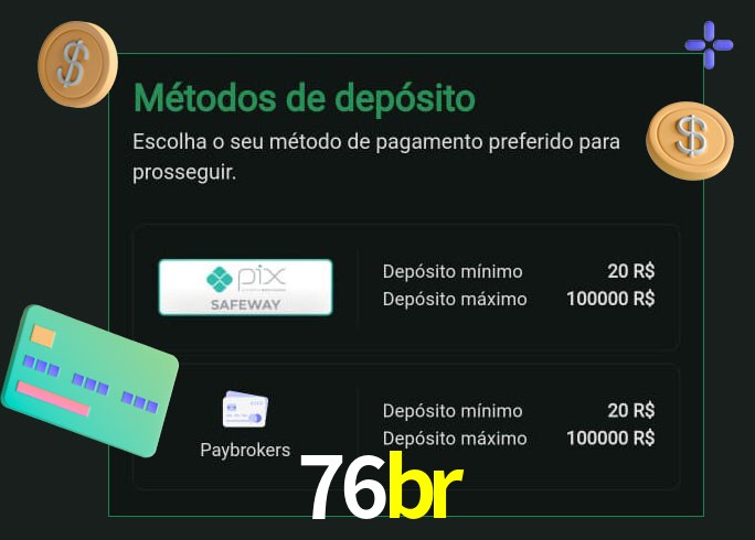 O cassino 76br oferece uma grande variedade de métodos de pagamento